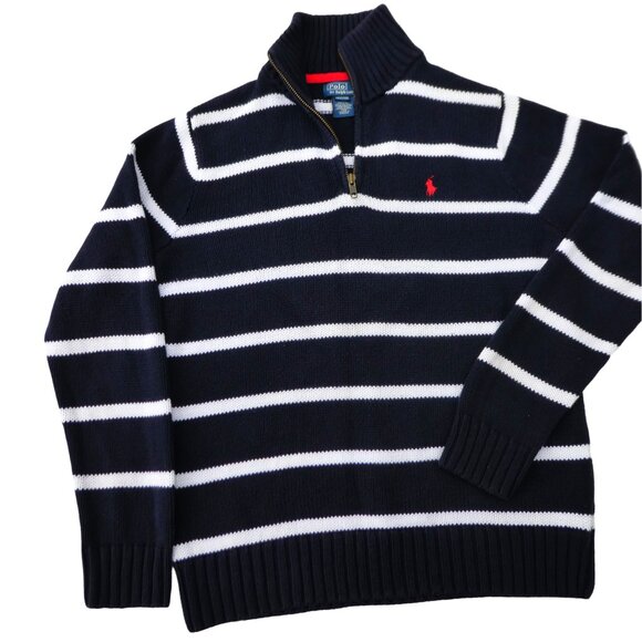 Vintage Ralph Lauren Polo Mock Quarter Zip Knit Pullover Sweater Color Block M - Picture 4 of 7